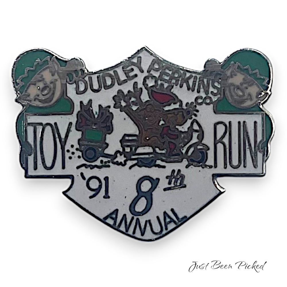 Dudley Perkins Co Toy Run Pin 8th Annual 1991‎ Biker Motorcycle SF Charity OS